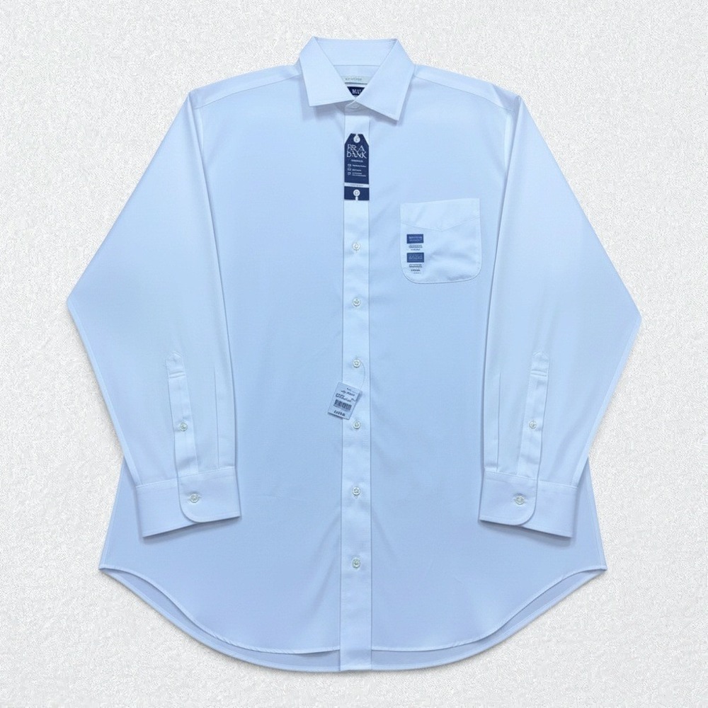 Jos. A. Bank Dress Shirt Mens 17.5 35 White Traveler Tailored Fit Non-Iron NWT